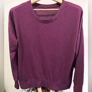 Avia Womens Long Sleeve Drop Shoulder Purple Soft Knit Top w/ Side Slit Size M/L